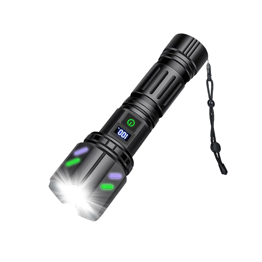 Dual Switch ficklampa 30.000 Lumen + Uppladdningsbart Batteri