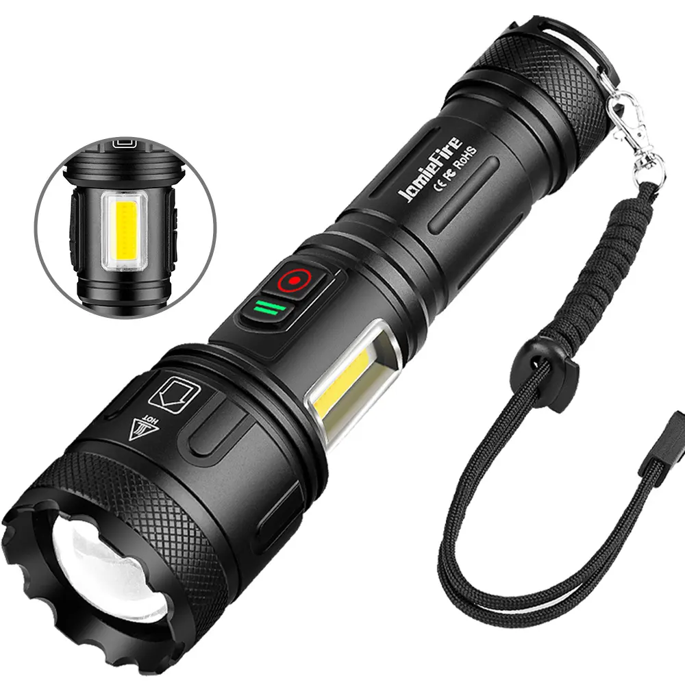 Dual Switch ficklampa 15.000 Lumen + Återuppladdningsbart Batteri